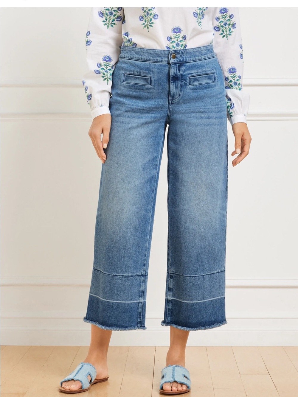 Talbots WIDE CROP RELEASED HEM JEANS - MATTITUCK WASH